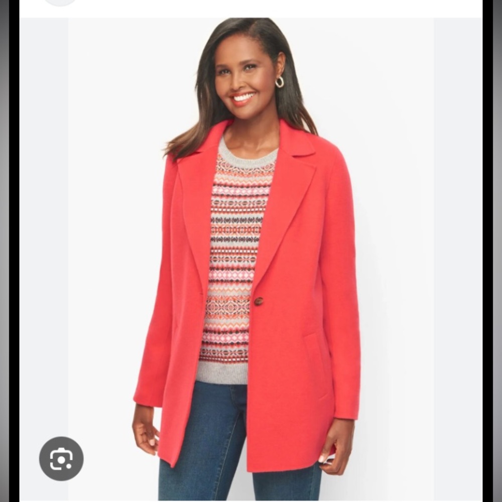 Talbots Coral Cayenne double faceted Wool blazer jacket 8